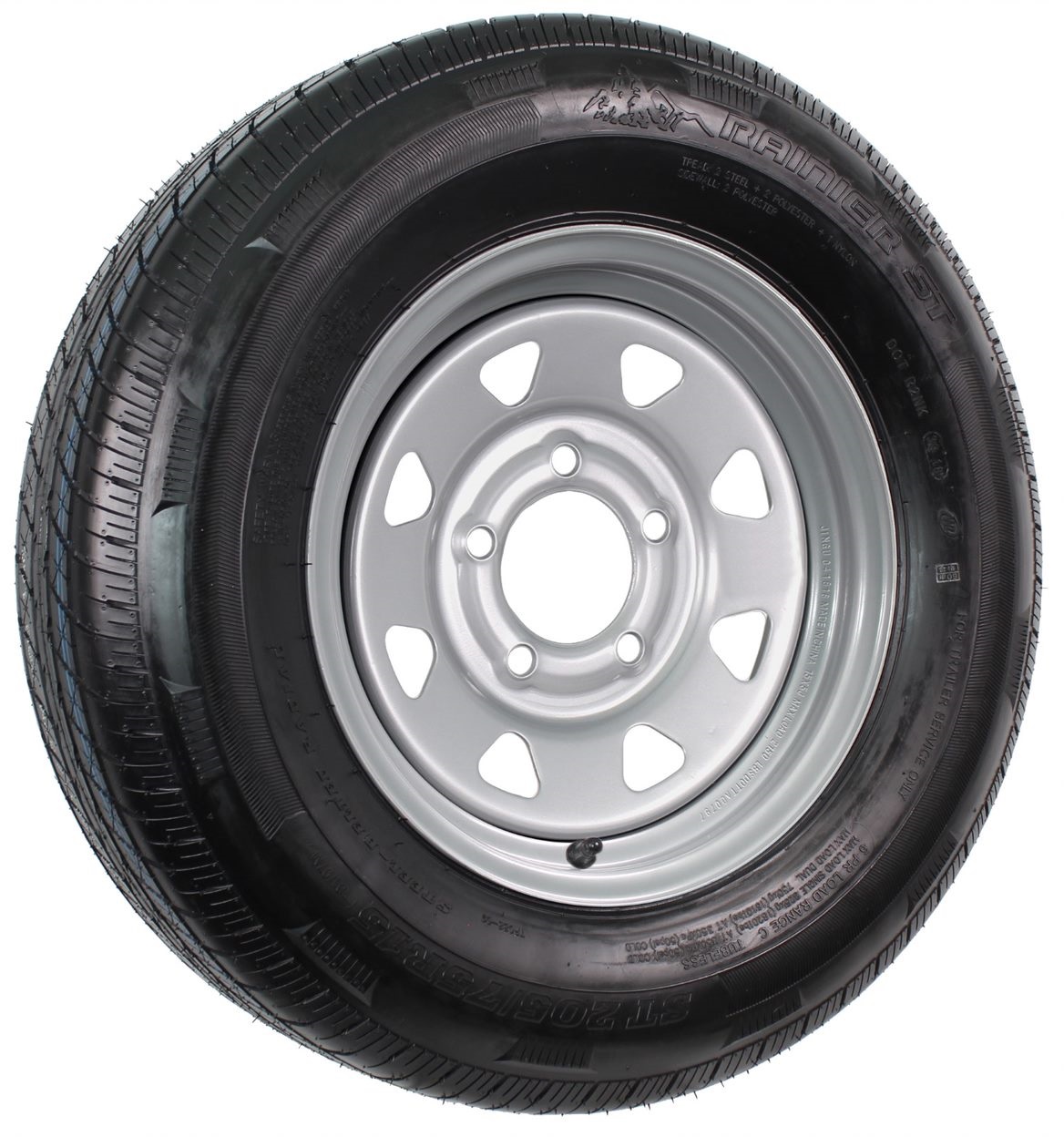 205 75R15 Trailer Tire And Rim 5 Lug 2Pk Radial Trailer Tire On Rim